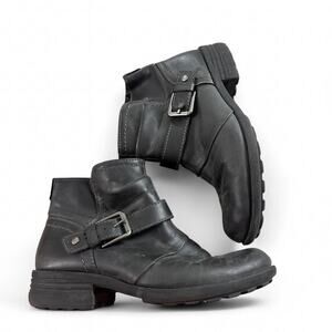 Earth Originals Hand Made Black Buckled Paloma Ankle Boots Size 8 1/2 Women